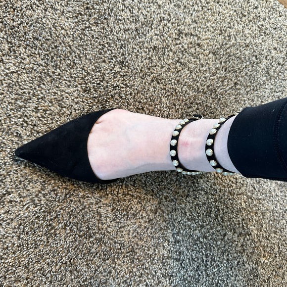 Zara Black pointed flats with pearl ankle straps - Picture 5 of 6